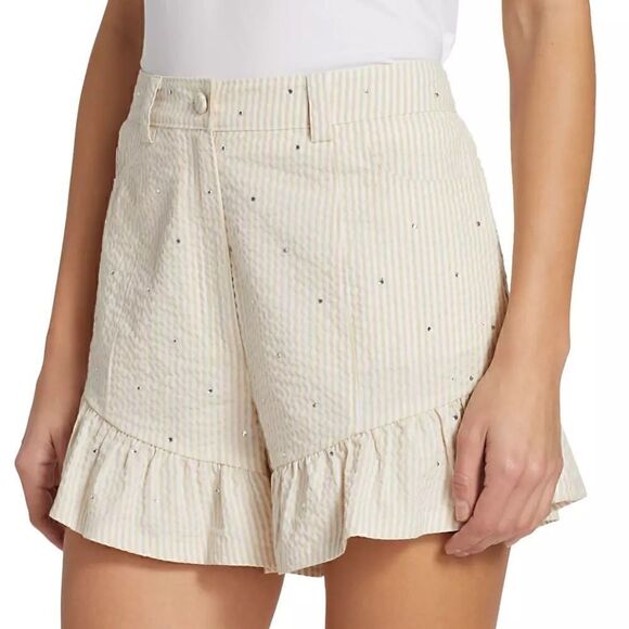 Cinq à Sept NWT RHINESTONE DITSY NEEMA SHORT In White/Plaster Size 2 - Picture 6 of 13
